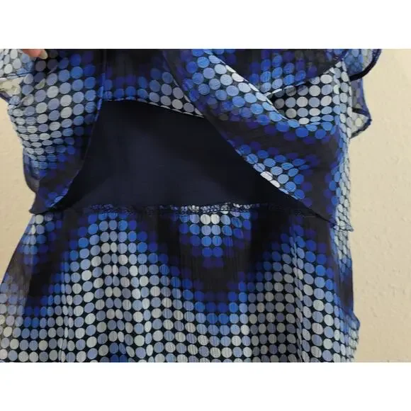 NY & Co. Blue Ruffled Tiered Spaghetti Strap Top Large Soft New Without Tags - Picture 2 of 5